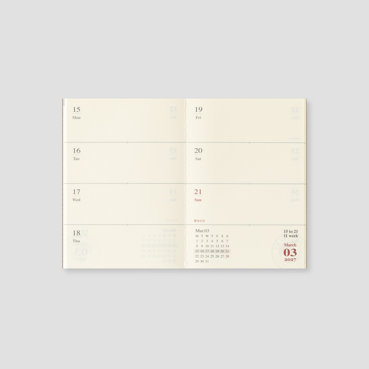 Traveler's Notebook Passport 2027 Weekly Planner