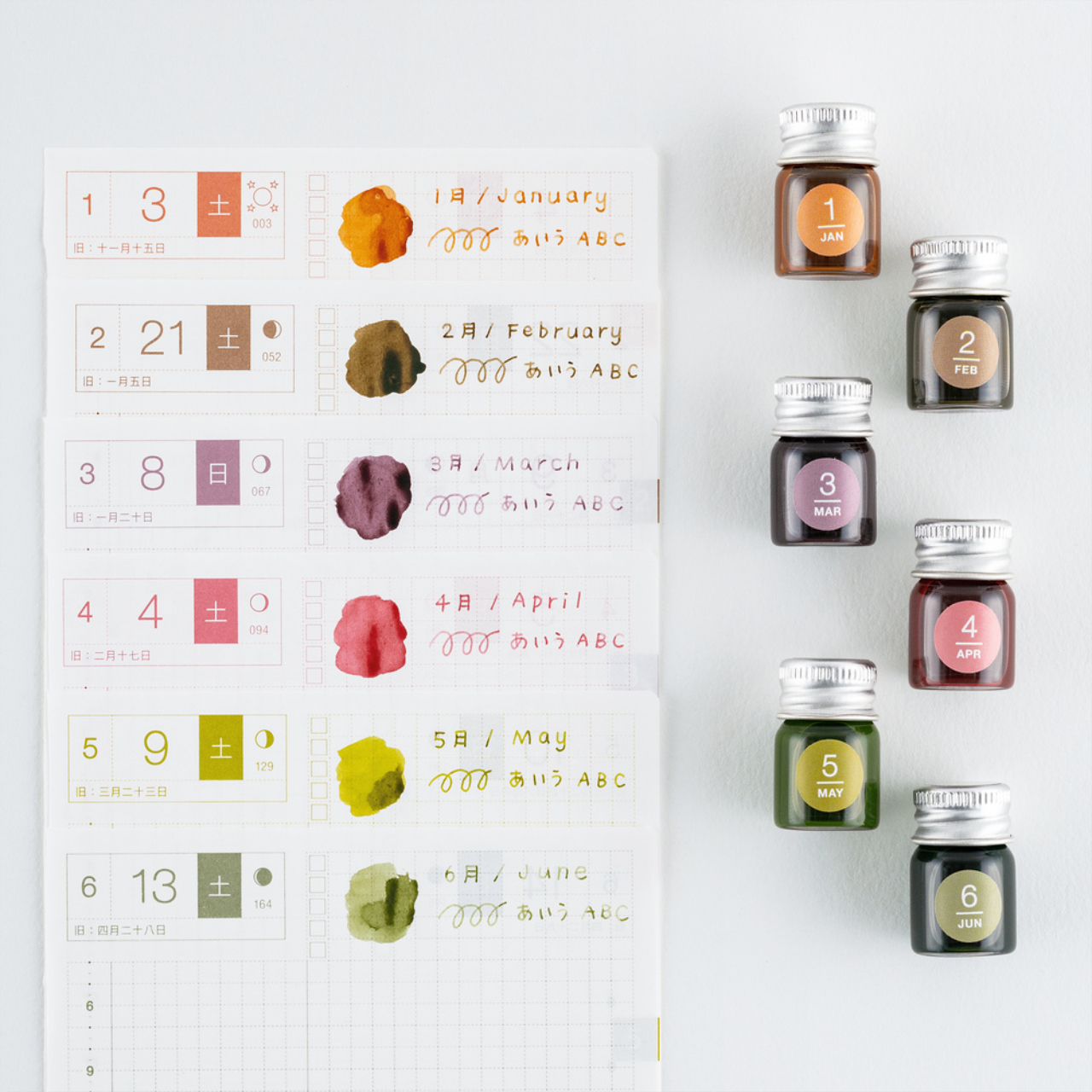 Kakimori x TSUKI no IRO Mini Ink Bottle Set (Jan-Jun)