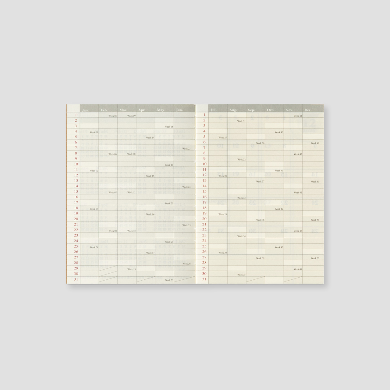 Traveler's Notebook Passport 2027 Monatskalender