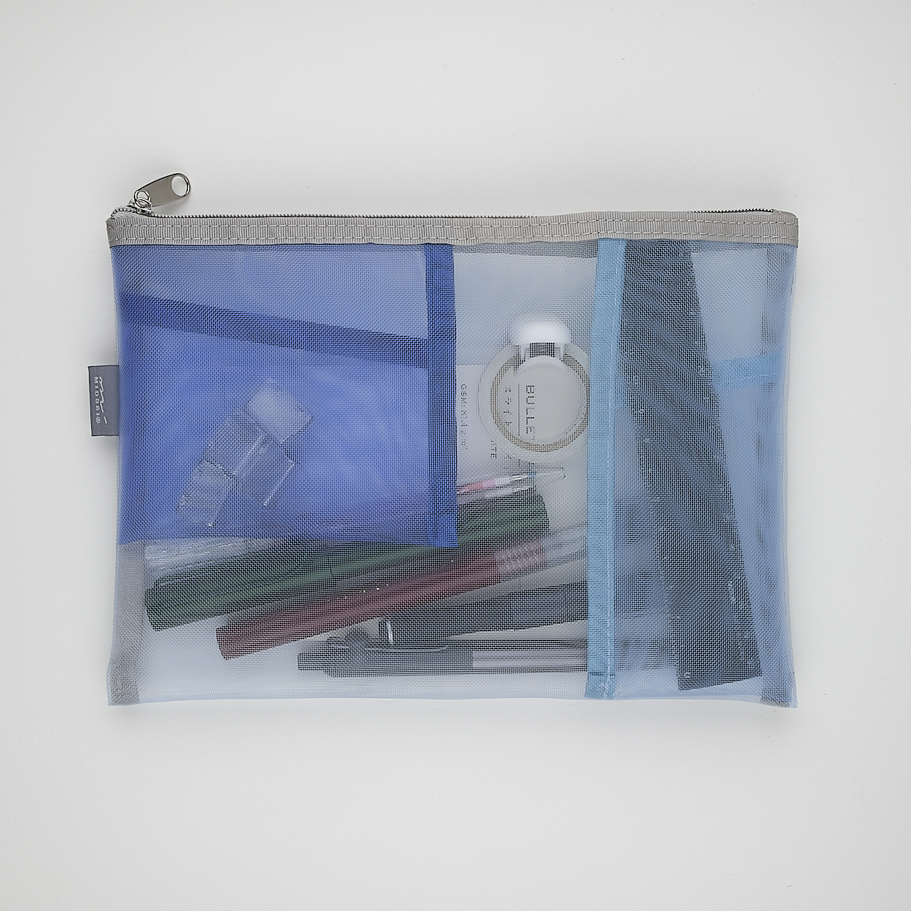 Midori Pen & Tool Pouch Mesh with gusset blue