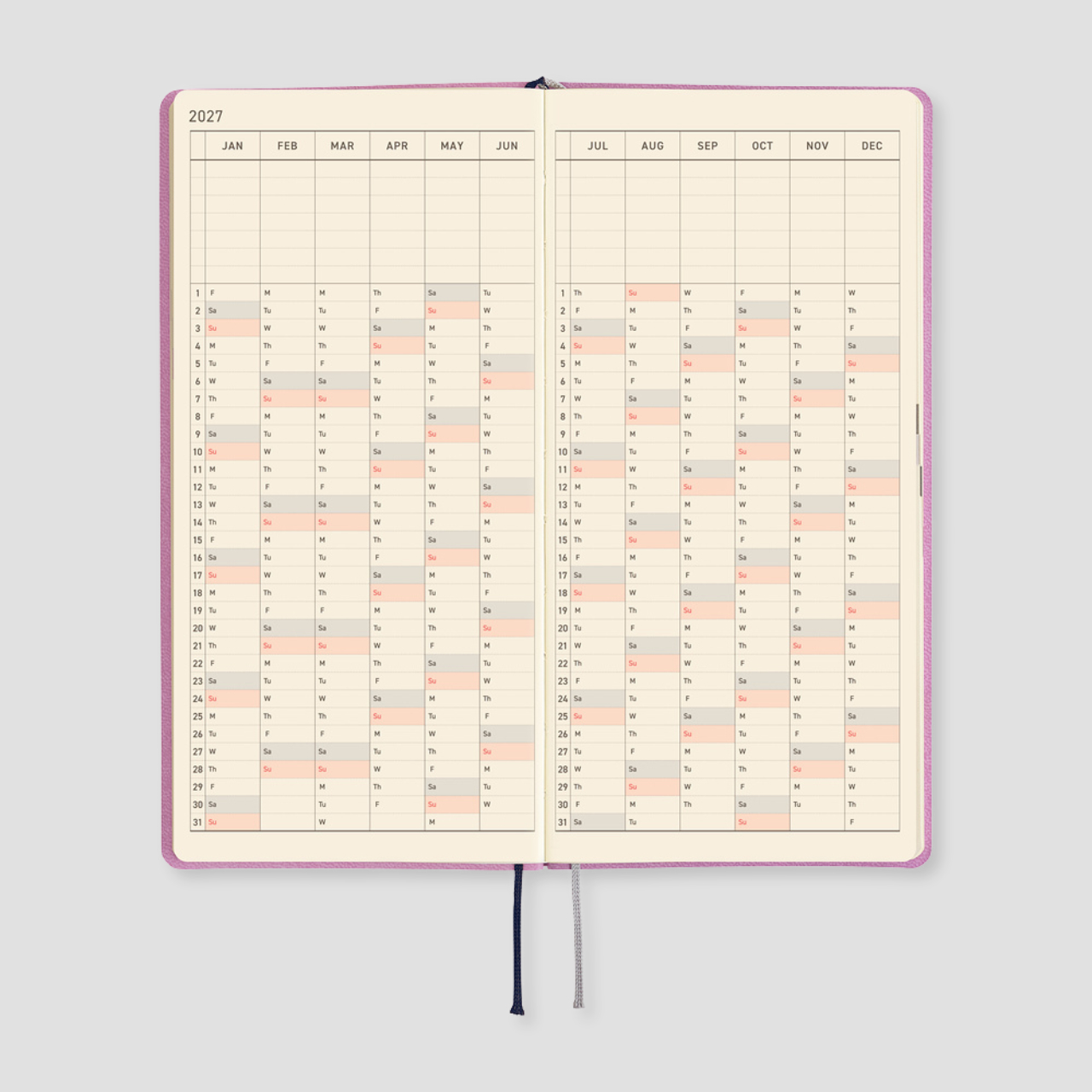 Hobonichi Taschenplaner 2027 Weeks Smooth: Lavender Milk (engl.)