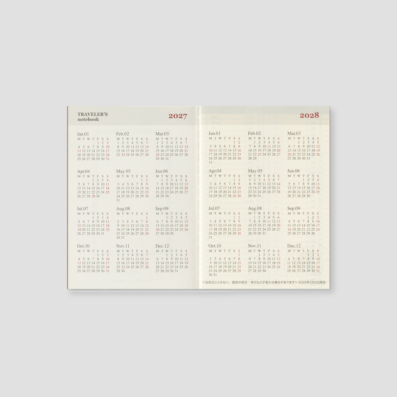 Traveler's Notebook Passport 2027 Weekly Planner