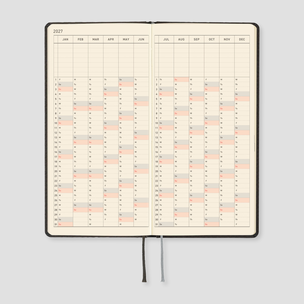Hobonichi Taschenplaner 2027 Weeks Paper Series: Black Argyle (engl.)