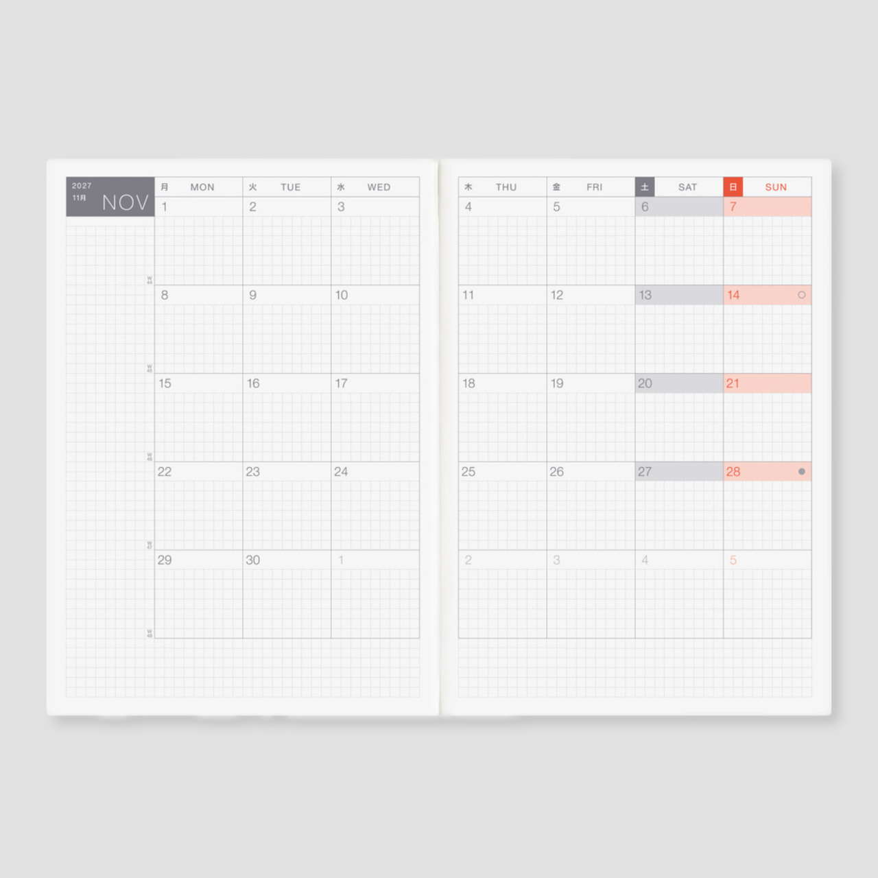 Hobonichi Planner Techo 2027 Cousin Book (A5, eng.)
