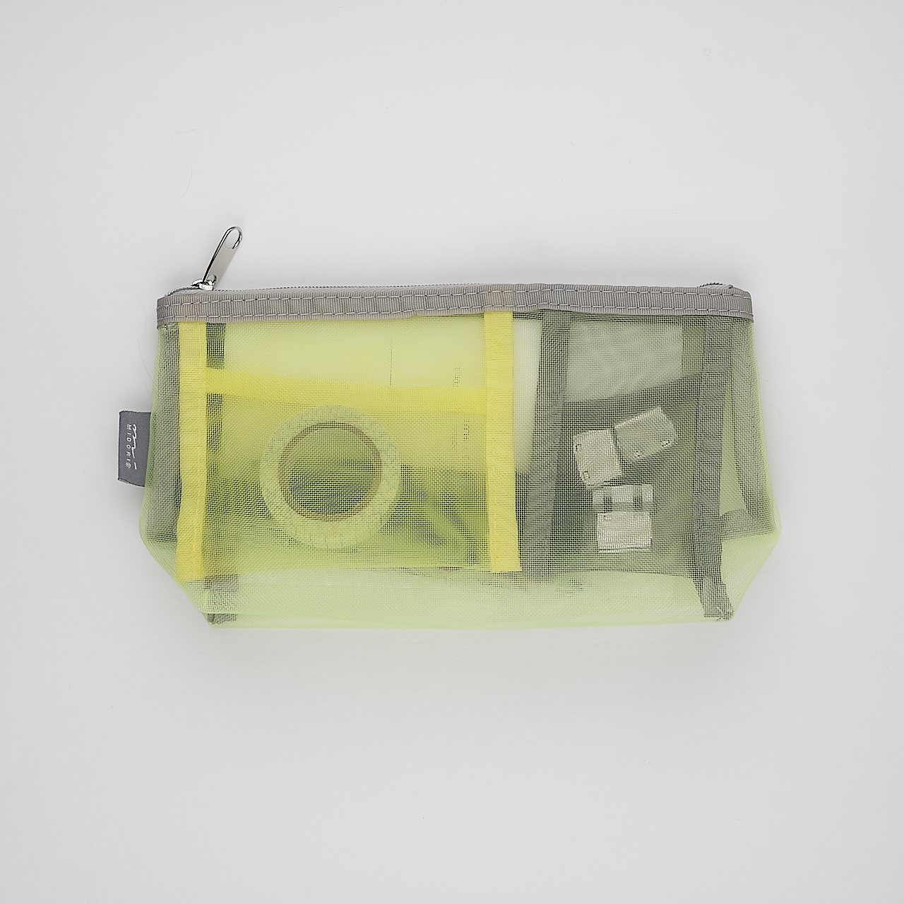 Midori Pen & Tool Pouch Mesh with bottom gusset yellow green