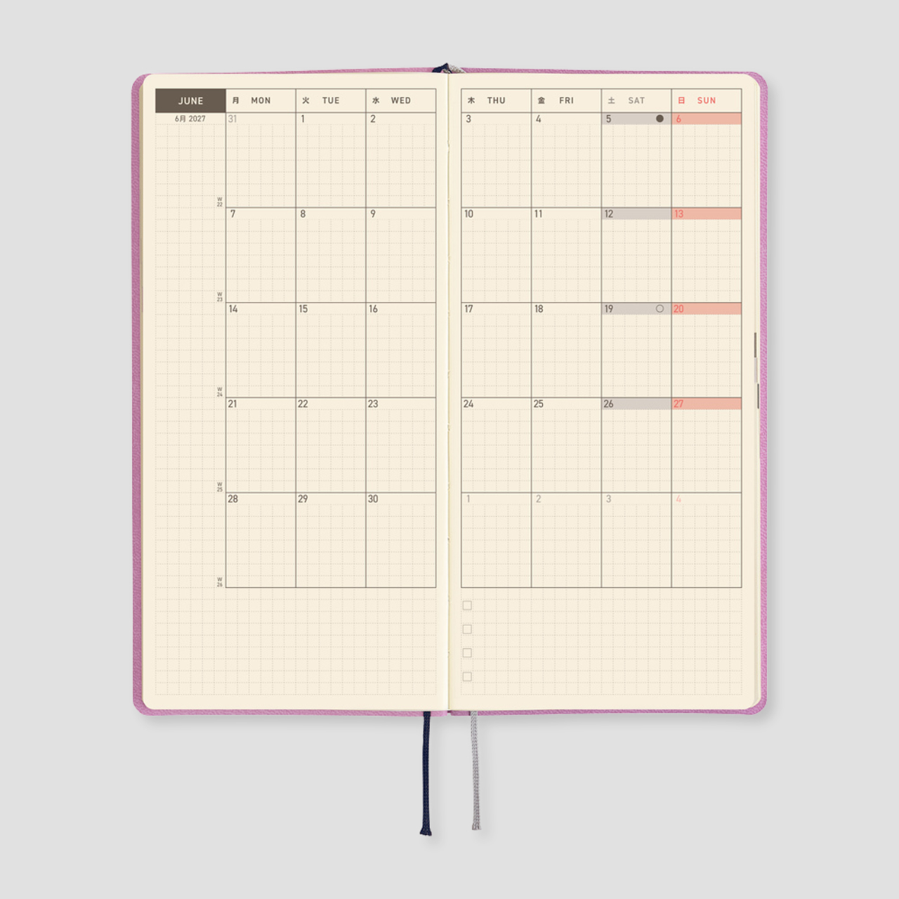Hobonichi Taschenplaner 2027 Weeks Smooth: Lavender Milk (engl.)