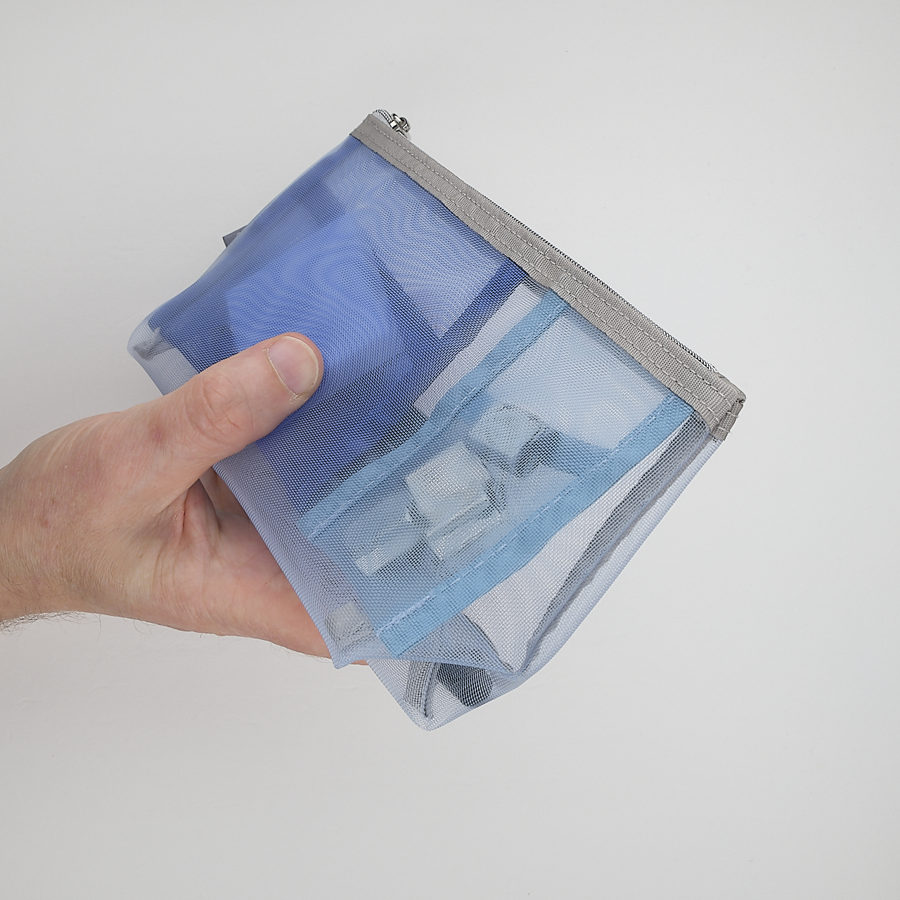 Midori Pen & Tool Pouch Mesh with gusset blue