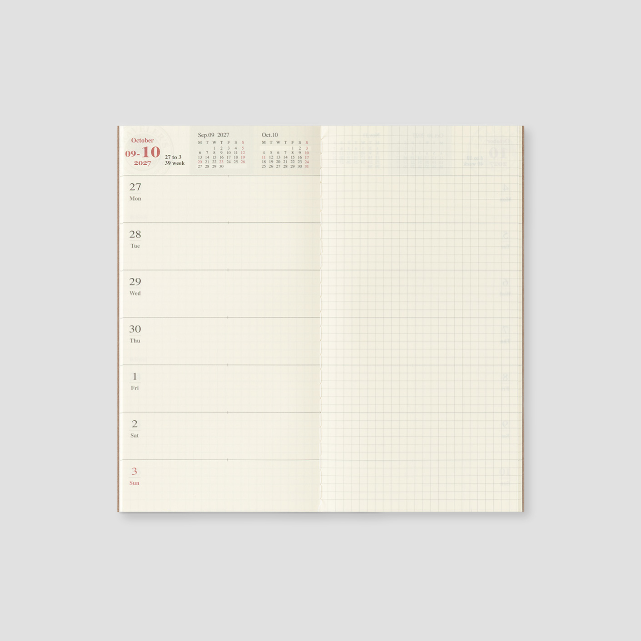 Traveler's Notebook Regular 2027 Wochenkalender+Memo