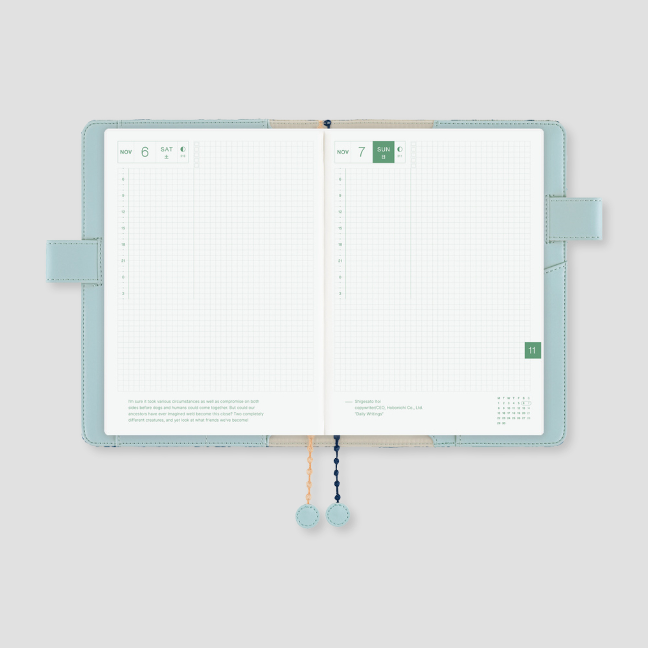 Hobonichi Cover mina perhonen: felice - Blue (A5)