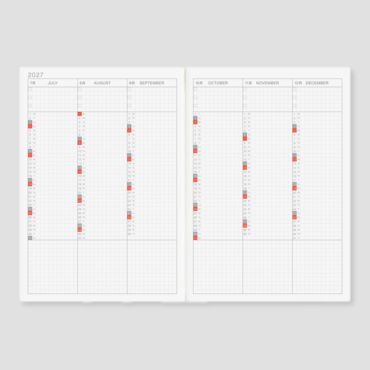 Hobonichi Planner Techo 2027 Cousin Book (A5, eng.)