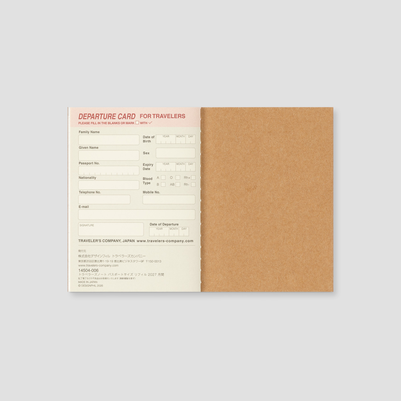 Traveler's Notebook Passport 2027 Monatskalender