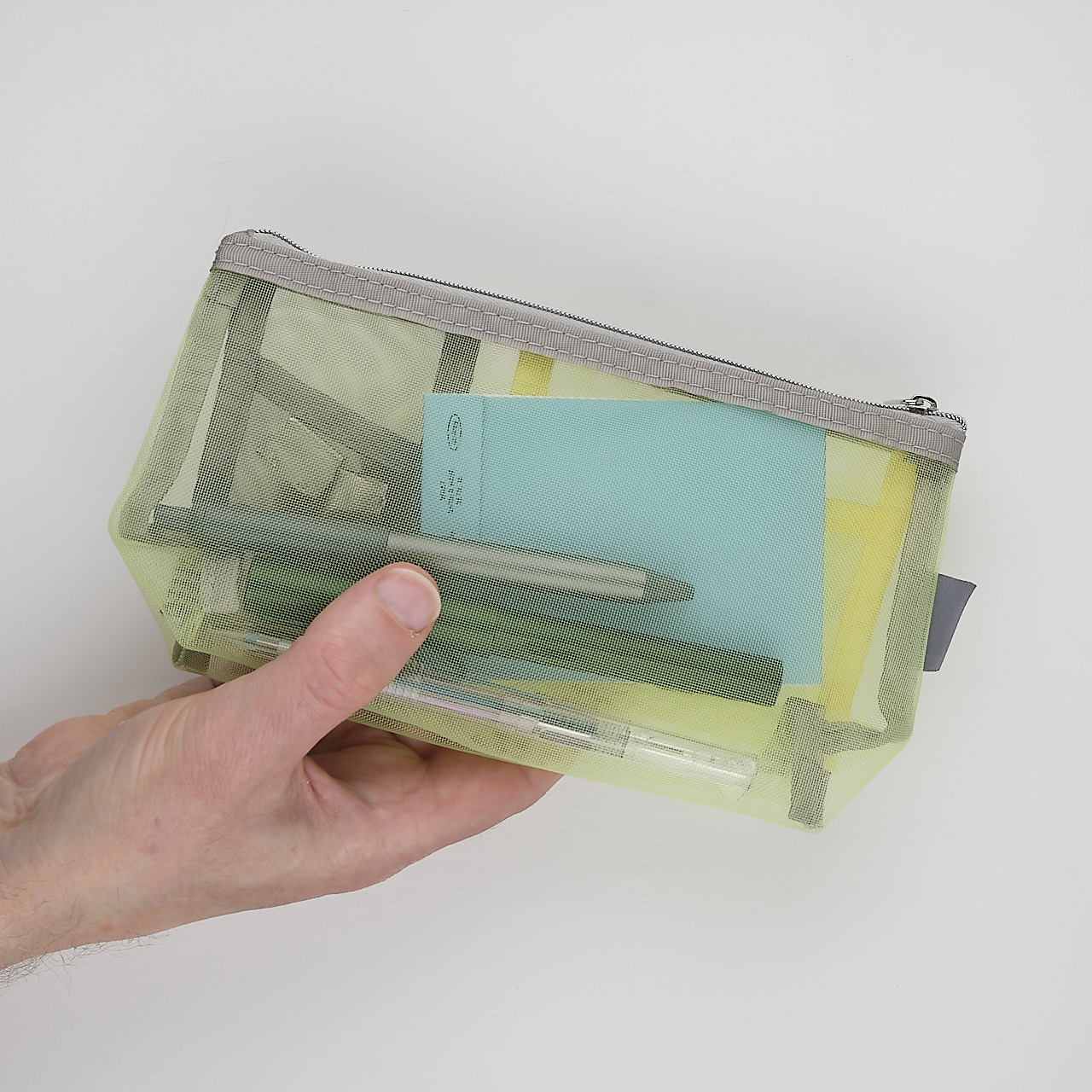 Midori Pen & Tool Pouch Mesh with bottom gusset yellow green