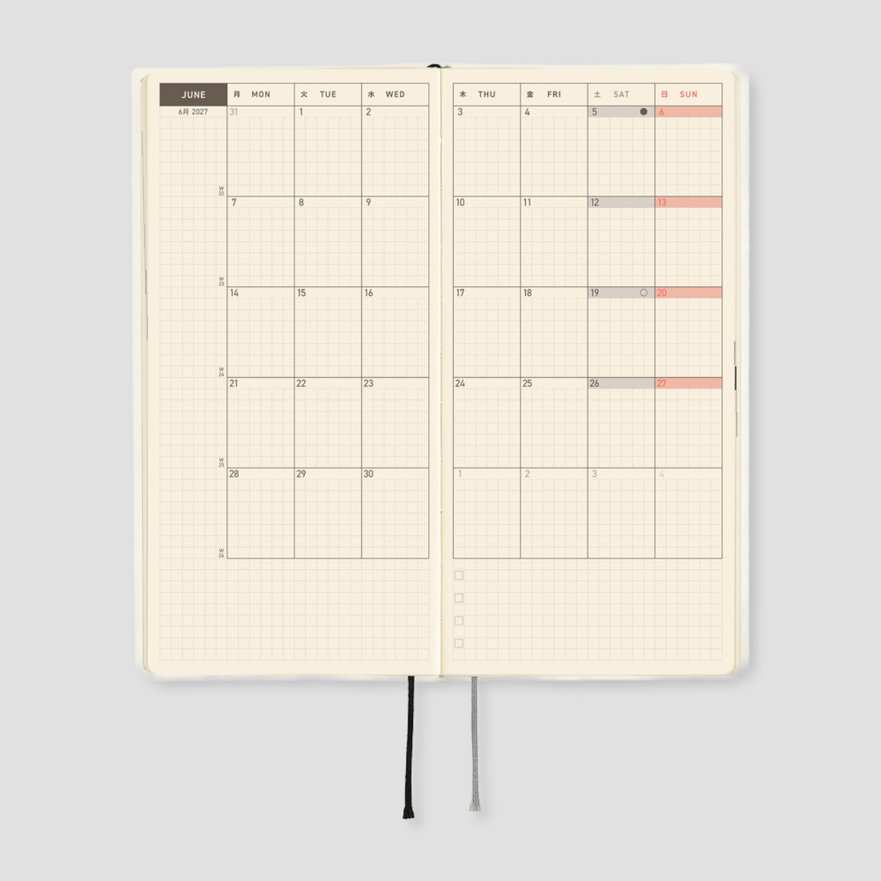 Hobonichi Taschenplaner 2027 Weeks White Line: Ivory (engl.)