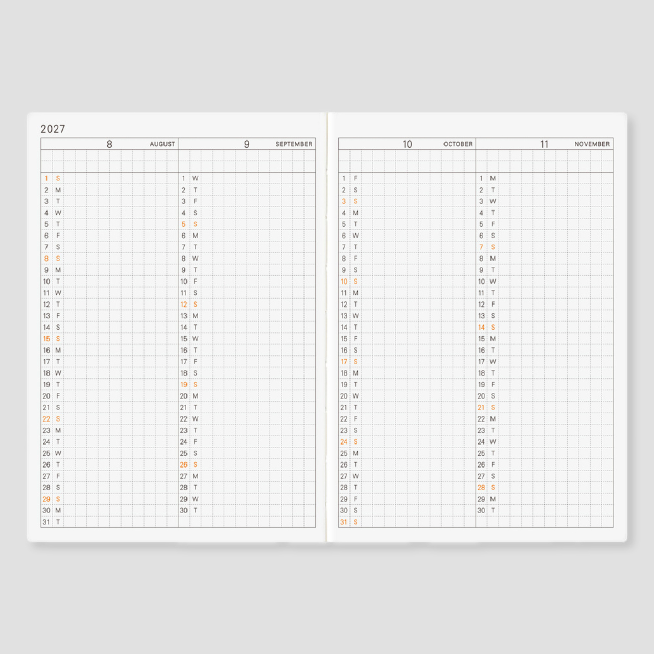 Hobonichi Planner Techo 2027 Planner Book (A6, eng.)