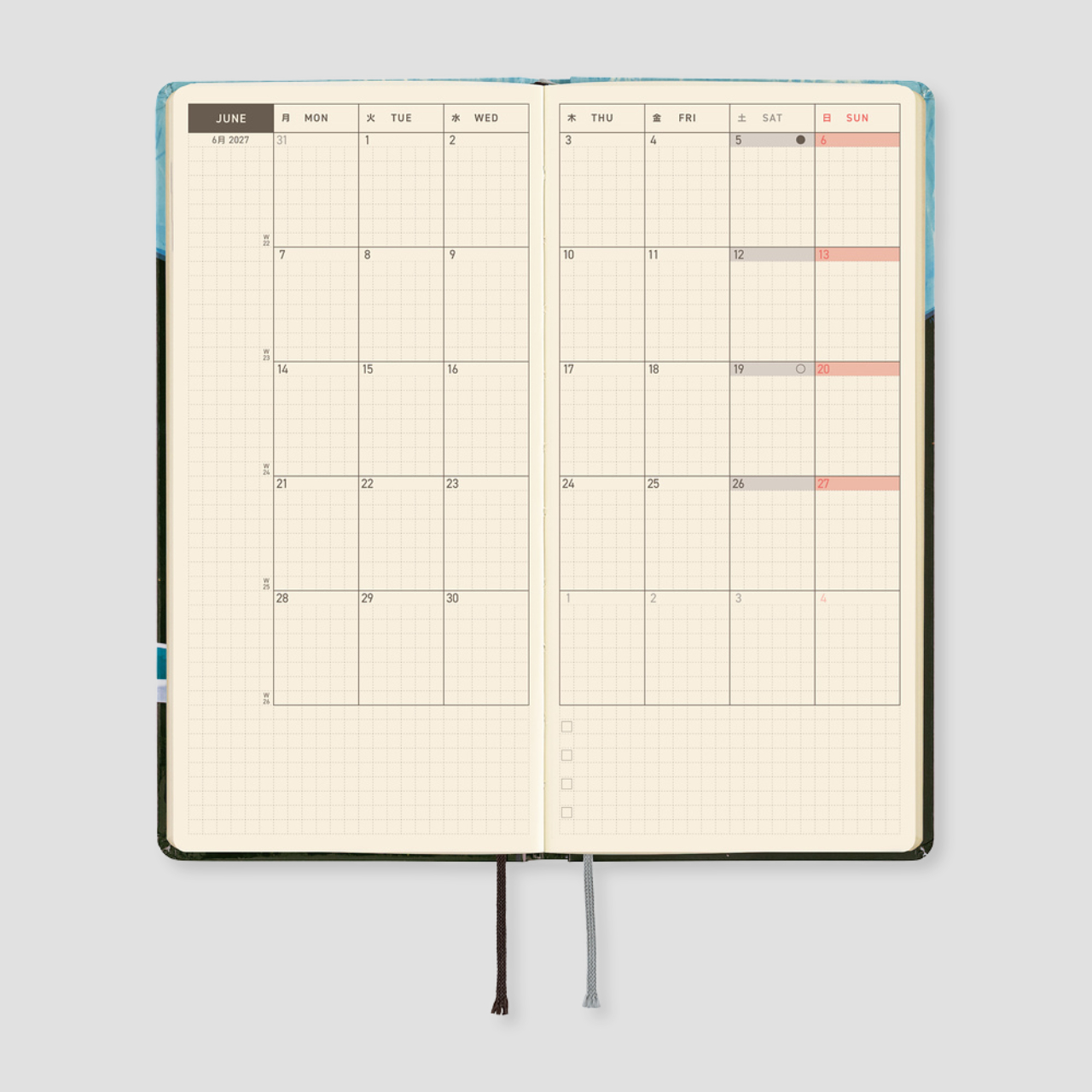 Hobonichi Taschenplaner 2027 Weeks Hiroko Kubota: Meteor Shower in the Light Blue Forest (engl.)