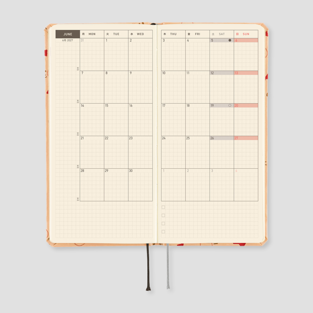 Hobonichi Taschenplaner 2027 Weeks MOTHER: Mr. Saturn Pattern (engl.)