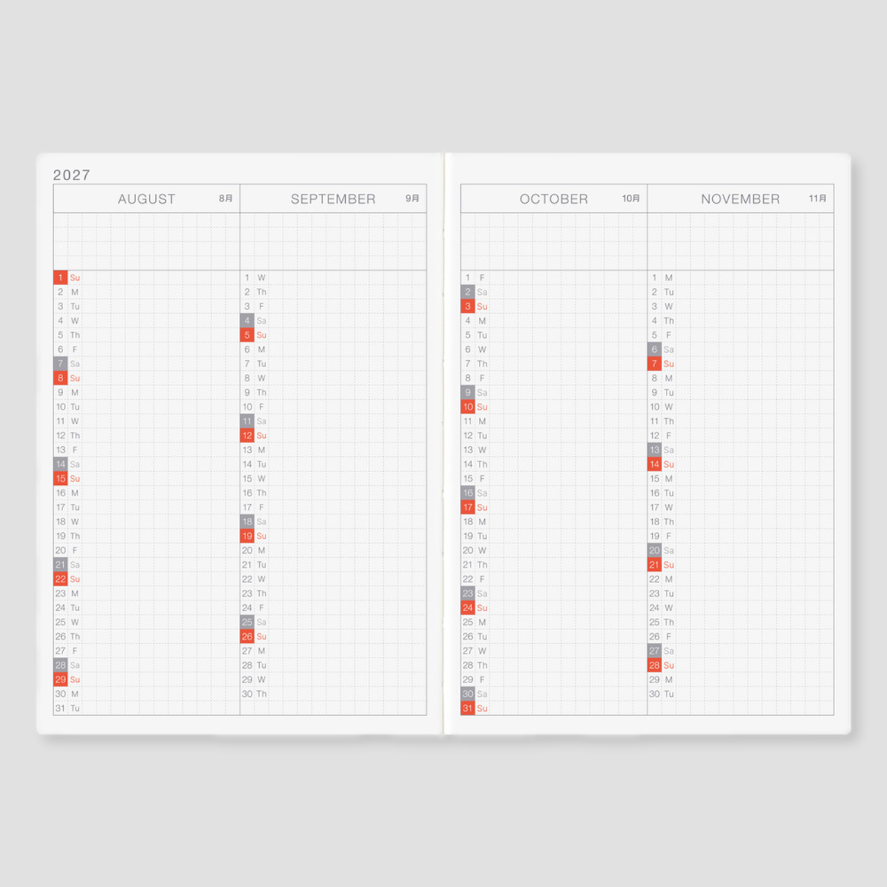 Hobonichi Planner Techo 2027 Original Book (A6, eng.)