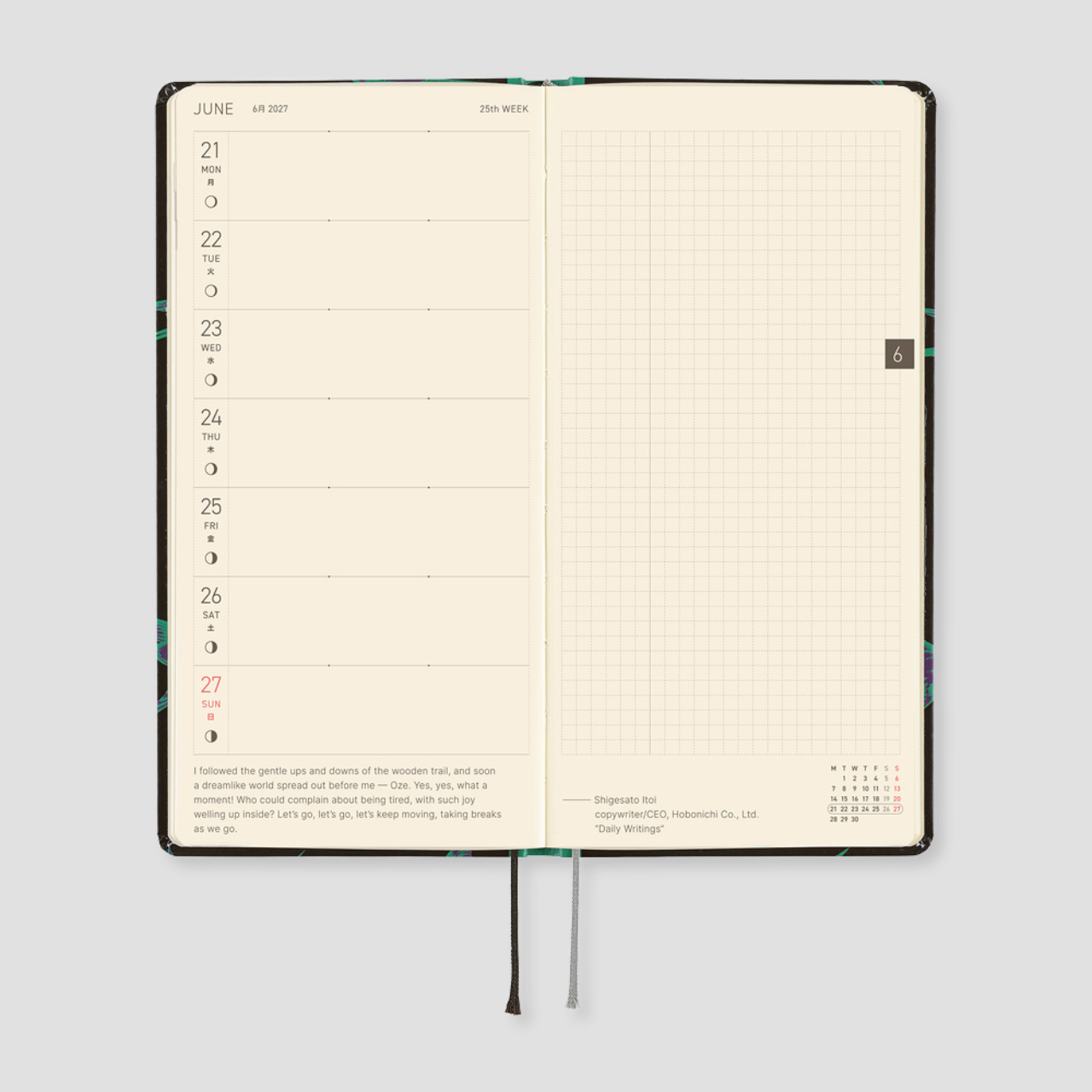 Hobonichi Taschenplaner 2027 Weeks Natal Design: Lucky Swallow (engl.)