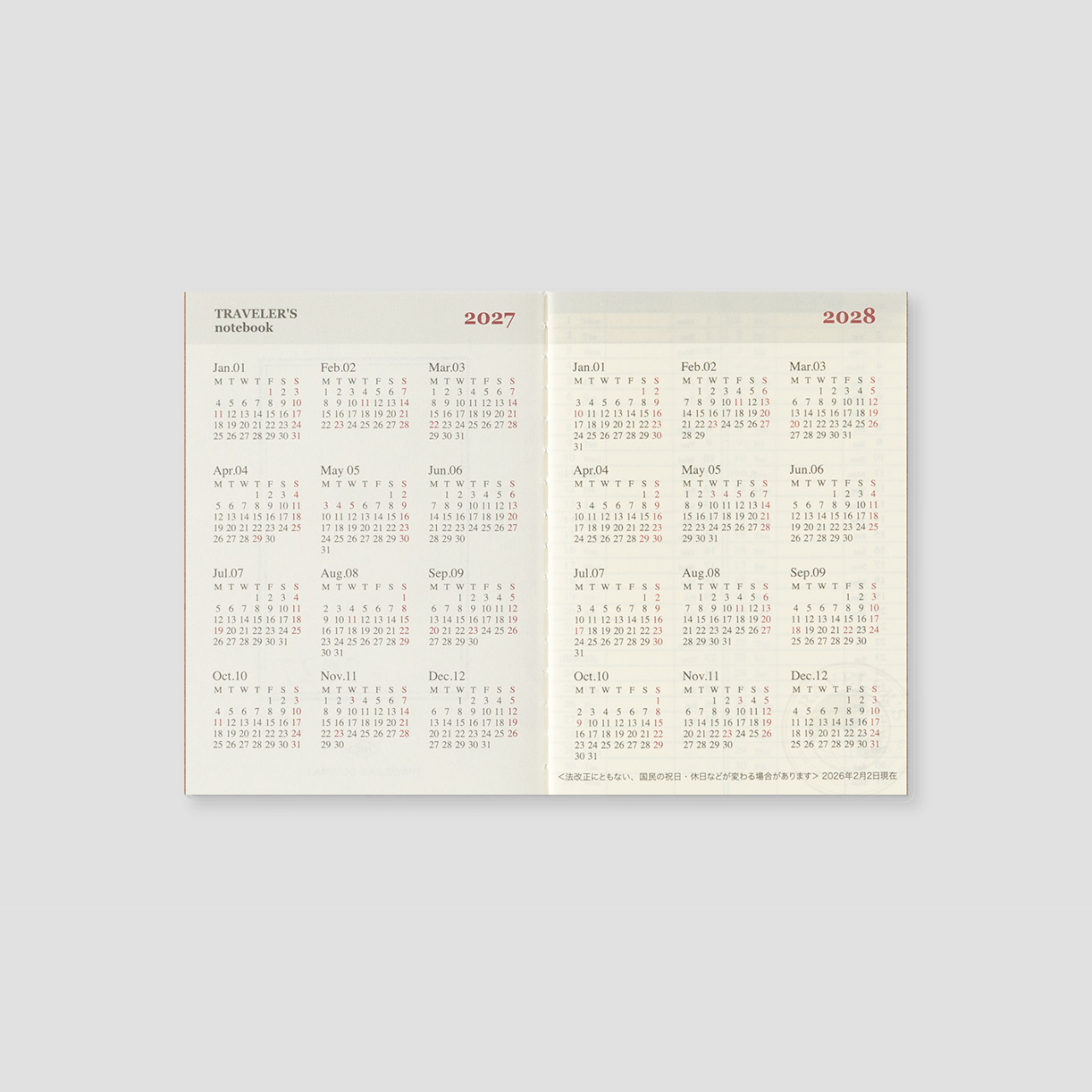 Traveler's Notebook Passport 2027 Weekly Planner