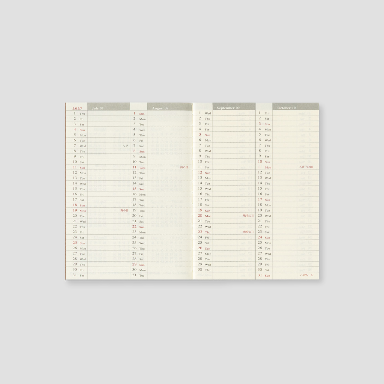 Traveler's Notebook Passport 2027 Weekly Planner